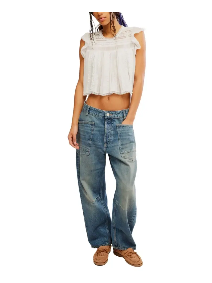 Джинсы boyfriend с заниженной посадкой We The Free Cotton Minimalist Moxie Free People, High Hopes — изображение 2 из 5