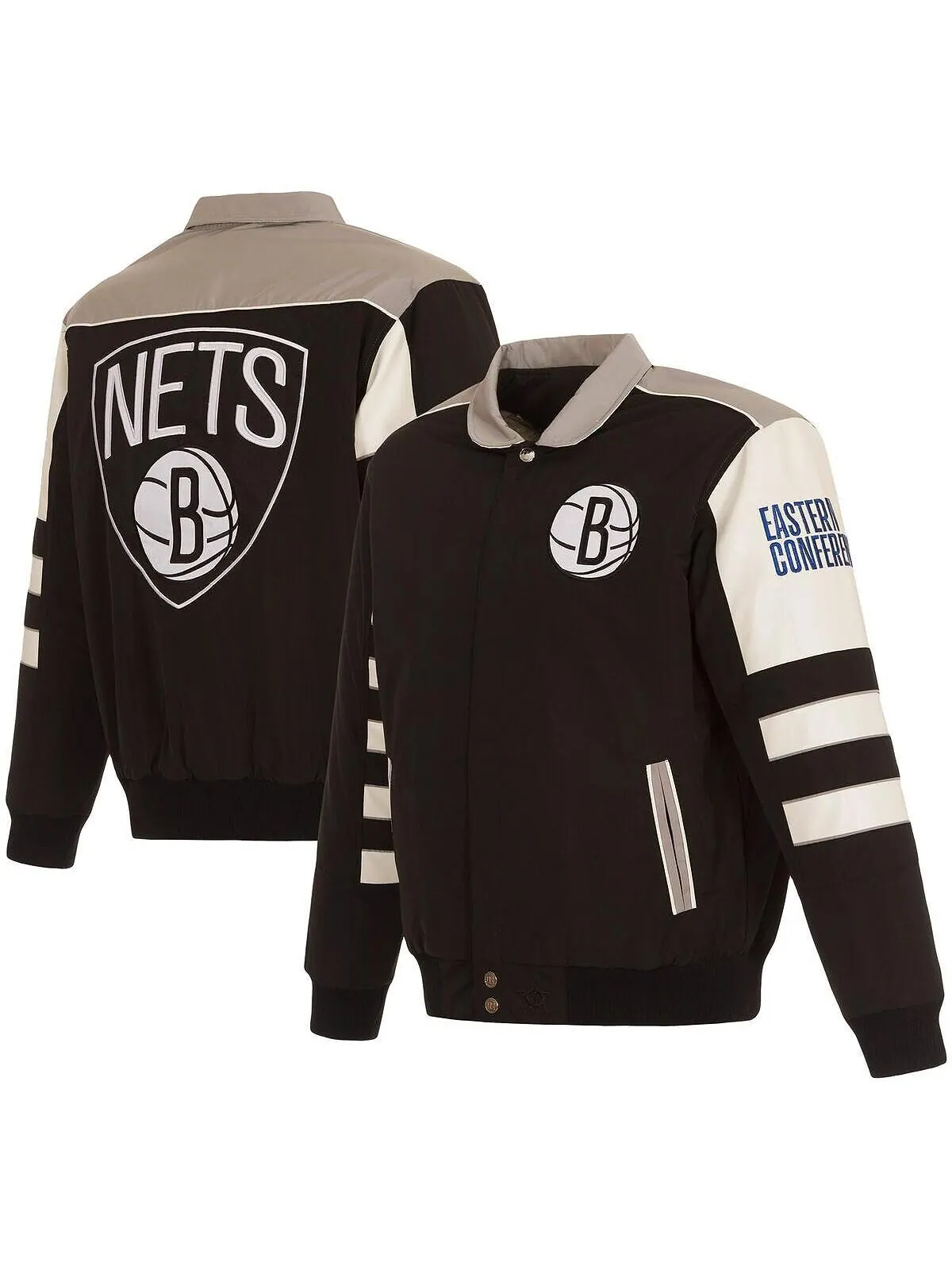 Мужская черная двусторонняя куртка brooklyn nets в полоску с цветными блоками из нейлона с — черный
