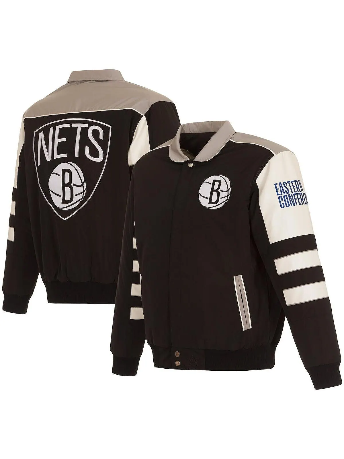Мужская черная двусторонняя куртка brooklyn nets в полоску с цветными блоками из нейлона с — изображение 2 из 5, черный
