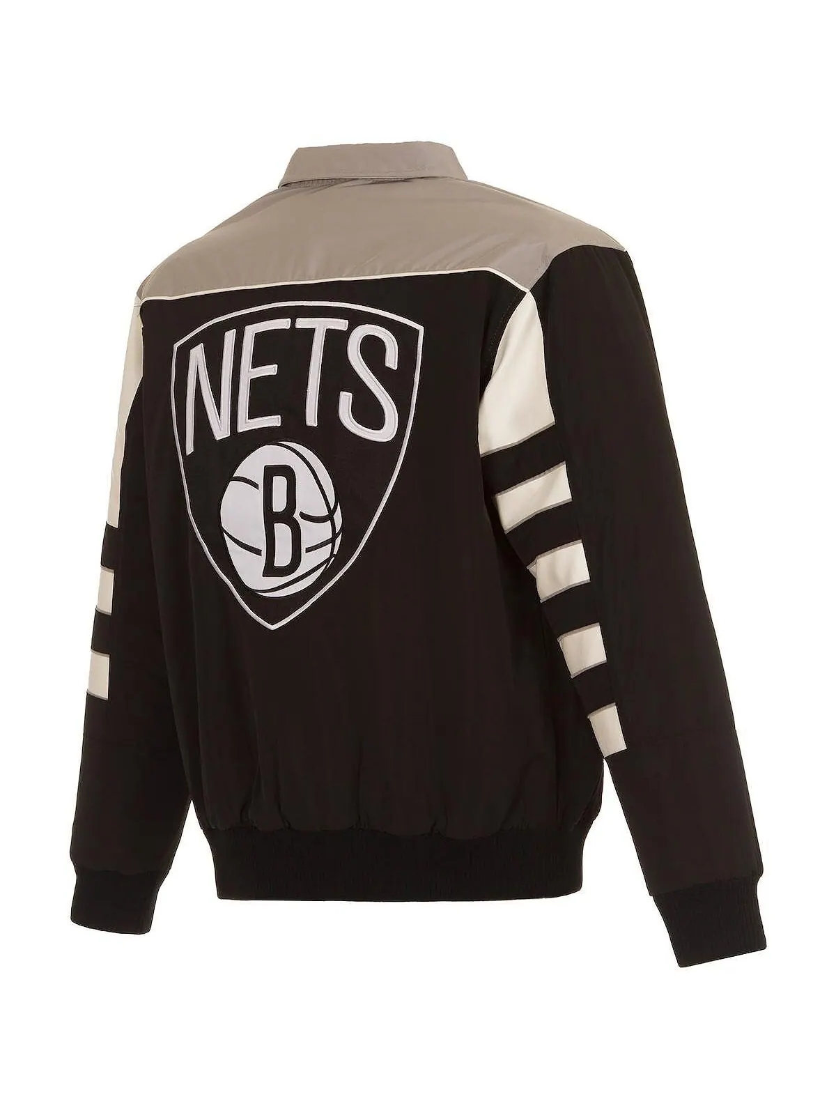 Мужская черная двусторонняя куртка brooklyn nets в полоску с цветными блоками из нейлона с — изображение 4 из 5, черный