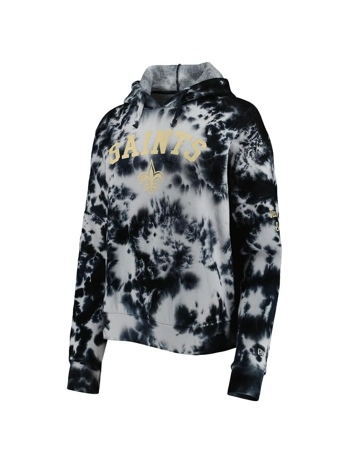 Женский черный флисовый пуловер с капюшоном New Orleans Saints Cloud Dye New Era — изображение 2 из 2