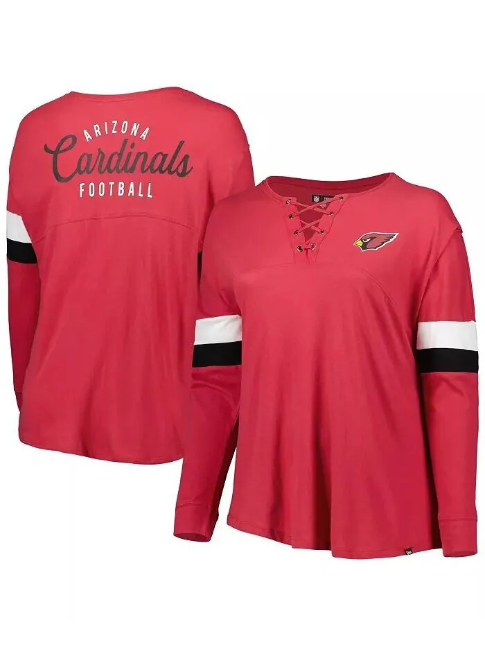 Женская спортивная университетская футболка Cardinal Arizona Cardinals размера плюс с v-образным