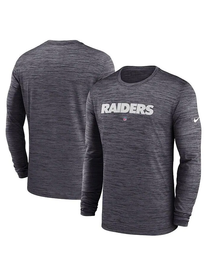 Мужская черная футболка с длинным рукавом Las Vegas Raiders Sideline Team Velocity Performance Nike — изображение 2 из 4