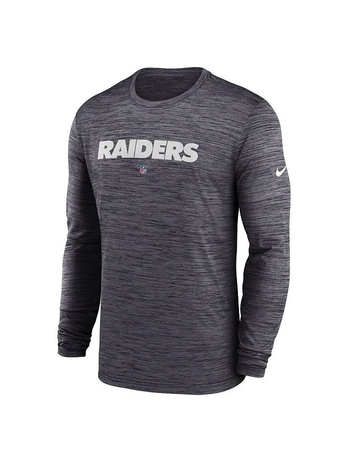 Мужская черная футболка с длинным рукавом Las Vegas Raiders Sideline Team Velocity Performance Nike — изображение 3 из 4