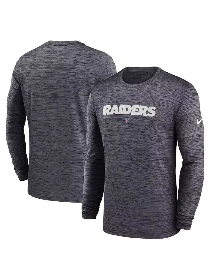 Мужская черная футболка Las Vegas Raiders Sideline Team Velocity Performance с длинным рукавом Nike
