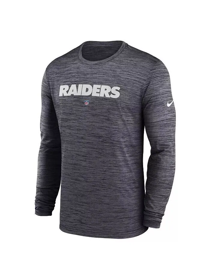 Мужская черная футболка Las Vegas Raiders Sideline Team Velocity Performance с длинным рукавом Nike — изображение 3 из 4