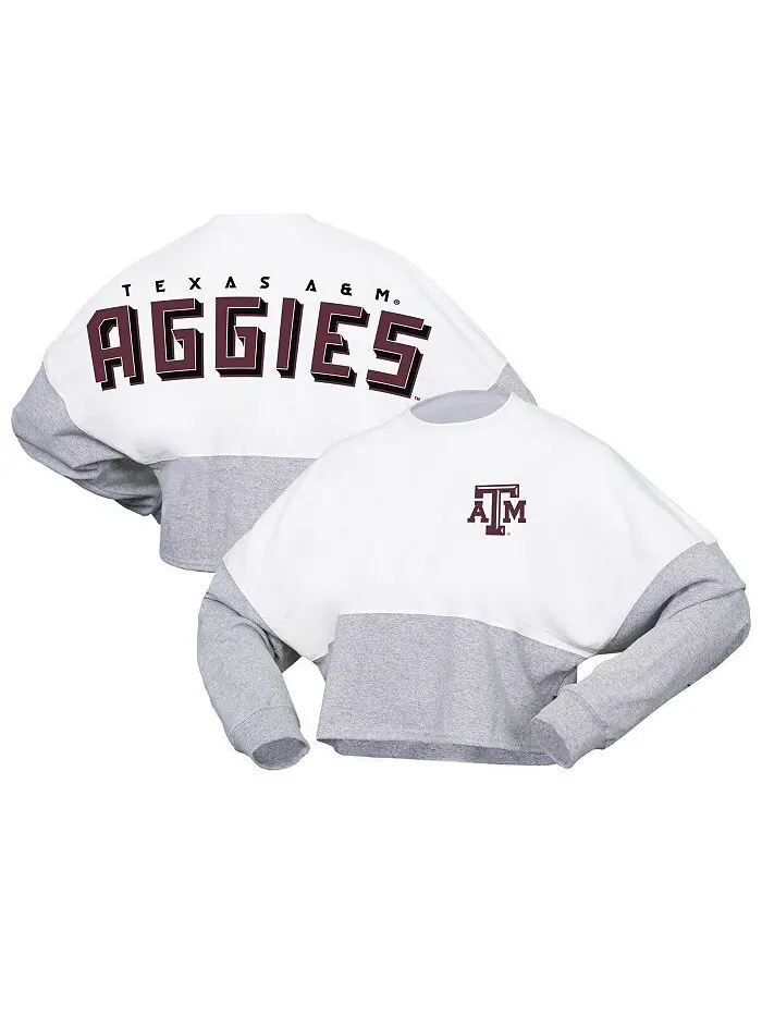 Женская белая укороченная футболка из джерси с длинным рукавом Texas A&M Aggies Heather Block — изображение 1 из 3, белый