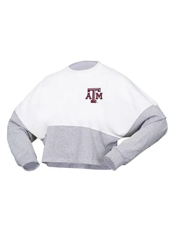 Женская белая укороченная футболка из джерси с длинным рукавом Texas A&M Aggies Heather Block — изображение 2 из 3, белый