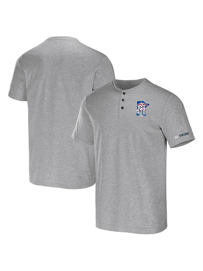 Мужская футболка Henley Darius Rucker Collection by Heather Grey Minnesota Twins Fanatics