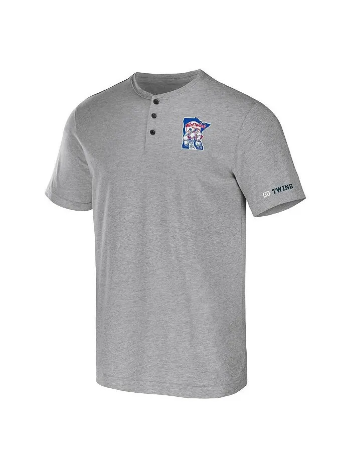 Мужская футболка Henley Darius Rucker Collection by Heather Grey Minnesota Twins Fanatics — изображение 2 из 3, серый