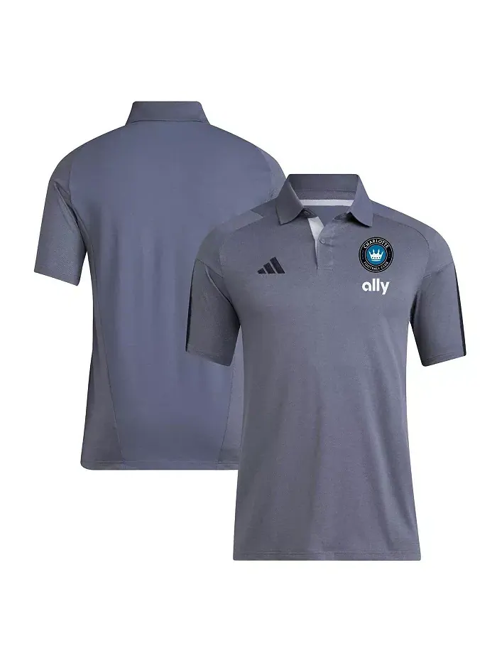 Мужская серая тренировочная поло Charlotte FC 2024 adidas