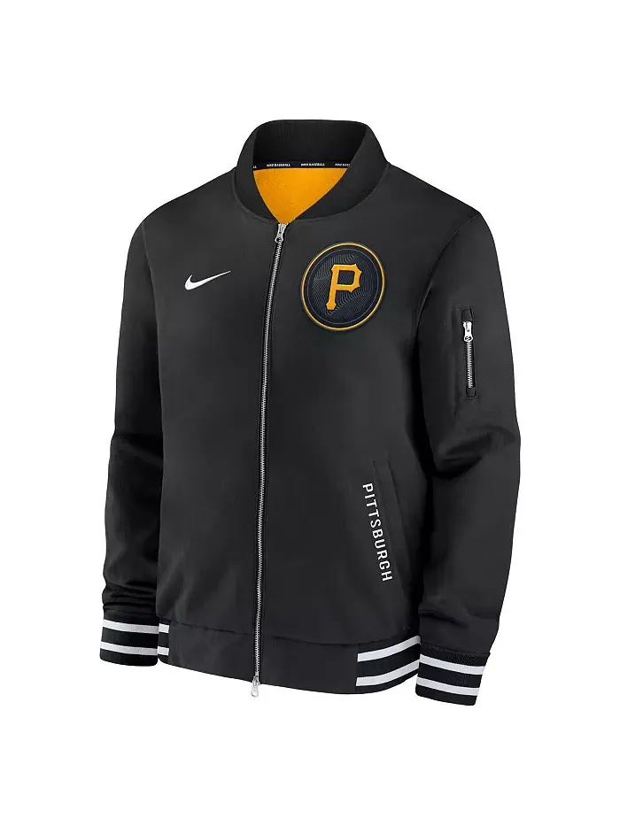 Мужская черная бомбер Pittsburgh Pirates Authentic Collection City Connect на молнии Nike — изображение 2 из 3