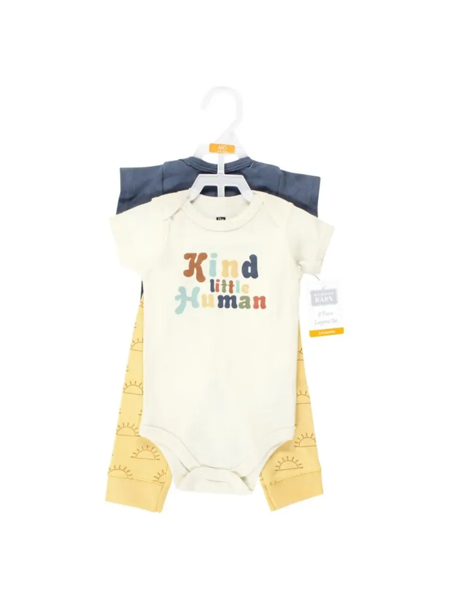 Комплект из двух боди и подходящих по цвету брюк Hudson Baby, Kind Human Short Sleeve — изображение 2 из 6