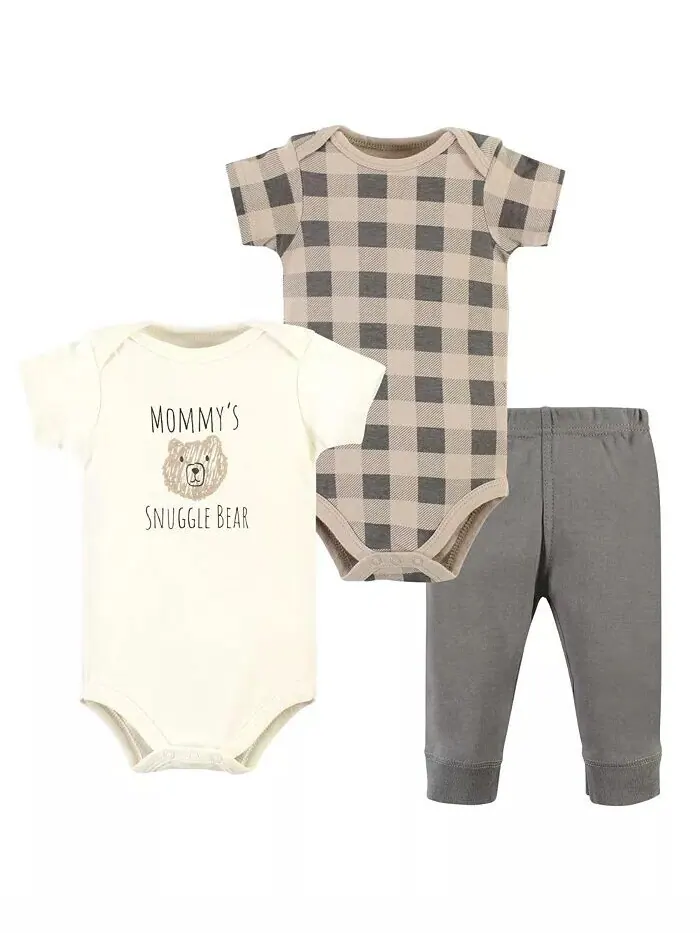 Боди и штаны для мальчиков из хлопка, Snuggle Bear с коротким рукавом Hudson Baby