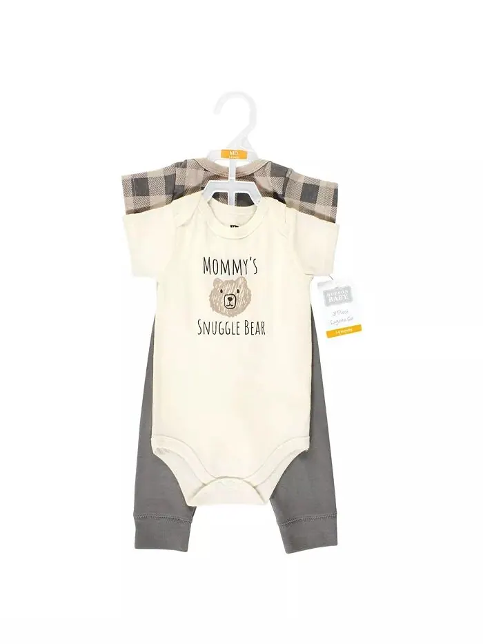 Боди и штаны для мальчиков из хлопка, Snuggle Bear с коротким рукавом Hudson Baby — изображение 5 из 5