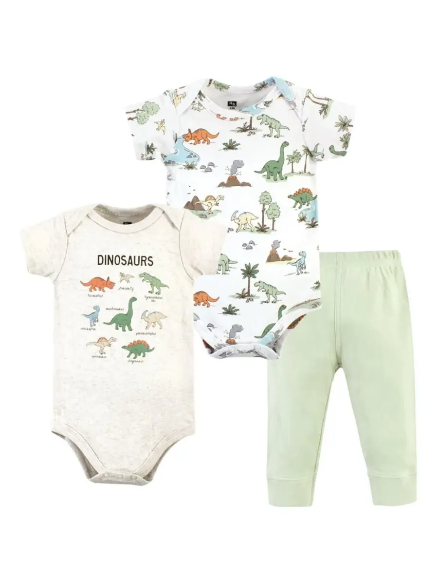 Комплект из двух боди и подходящих по цвету брюк Hudson Baby, Dinosaur Adventures Short-Sleeve — изображение 1 из 5