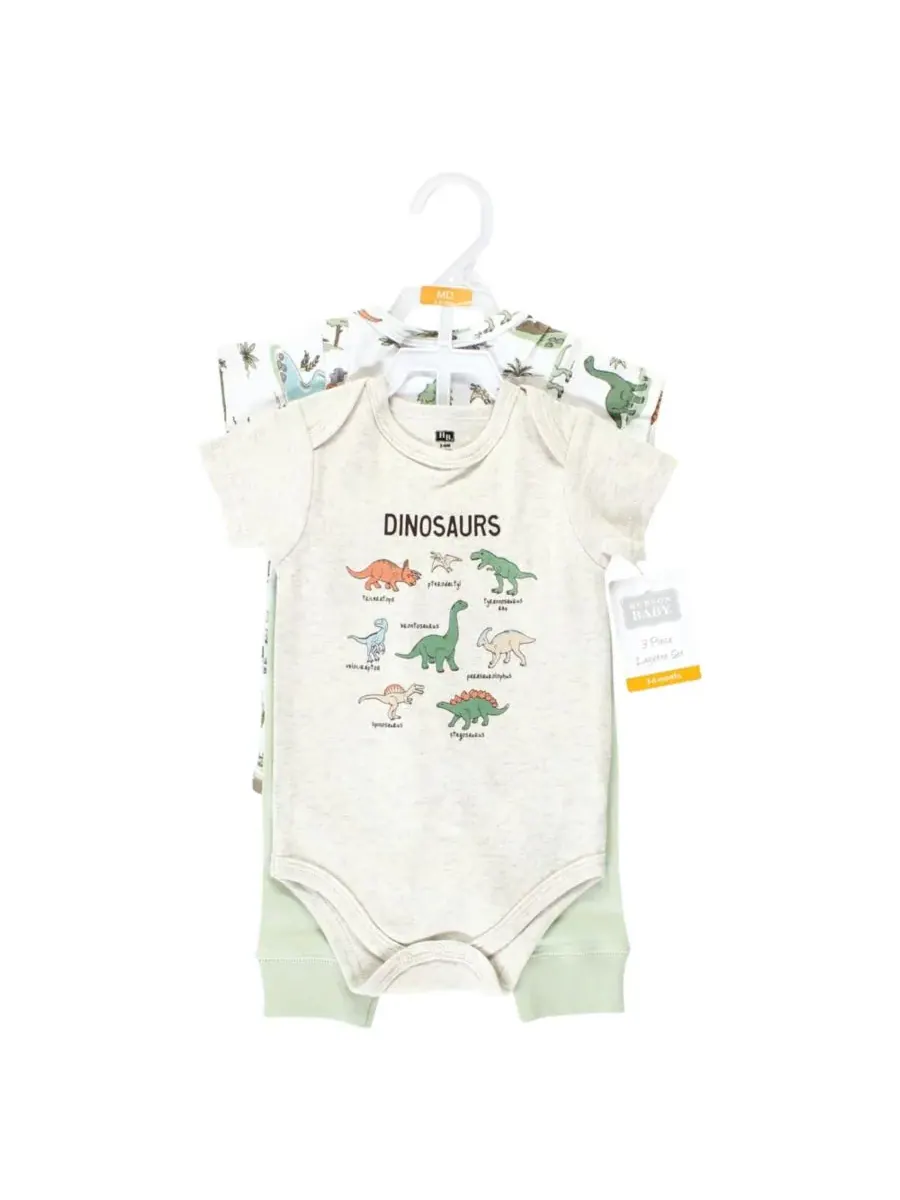 Комплект из двух боди и подходящих по цвету брюк Hudson Baby, Dinosaur Adventures Short-Sleeve — изображение 5 из 5