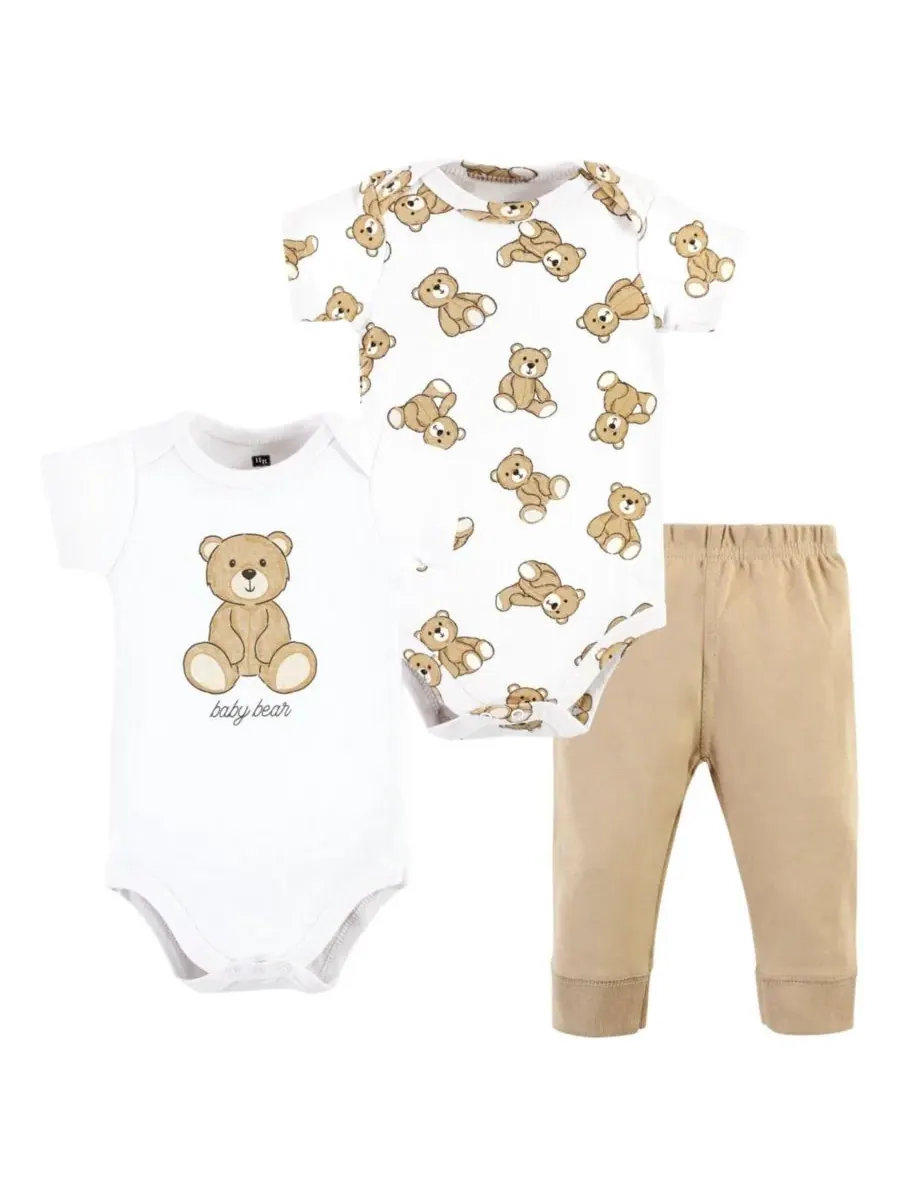 Комплект из двух боди и подходящих по цвету брюк Hudson Baby, Teddy Bears Short Sleeve
