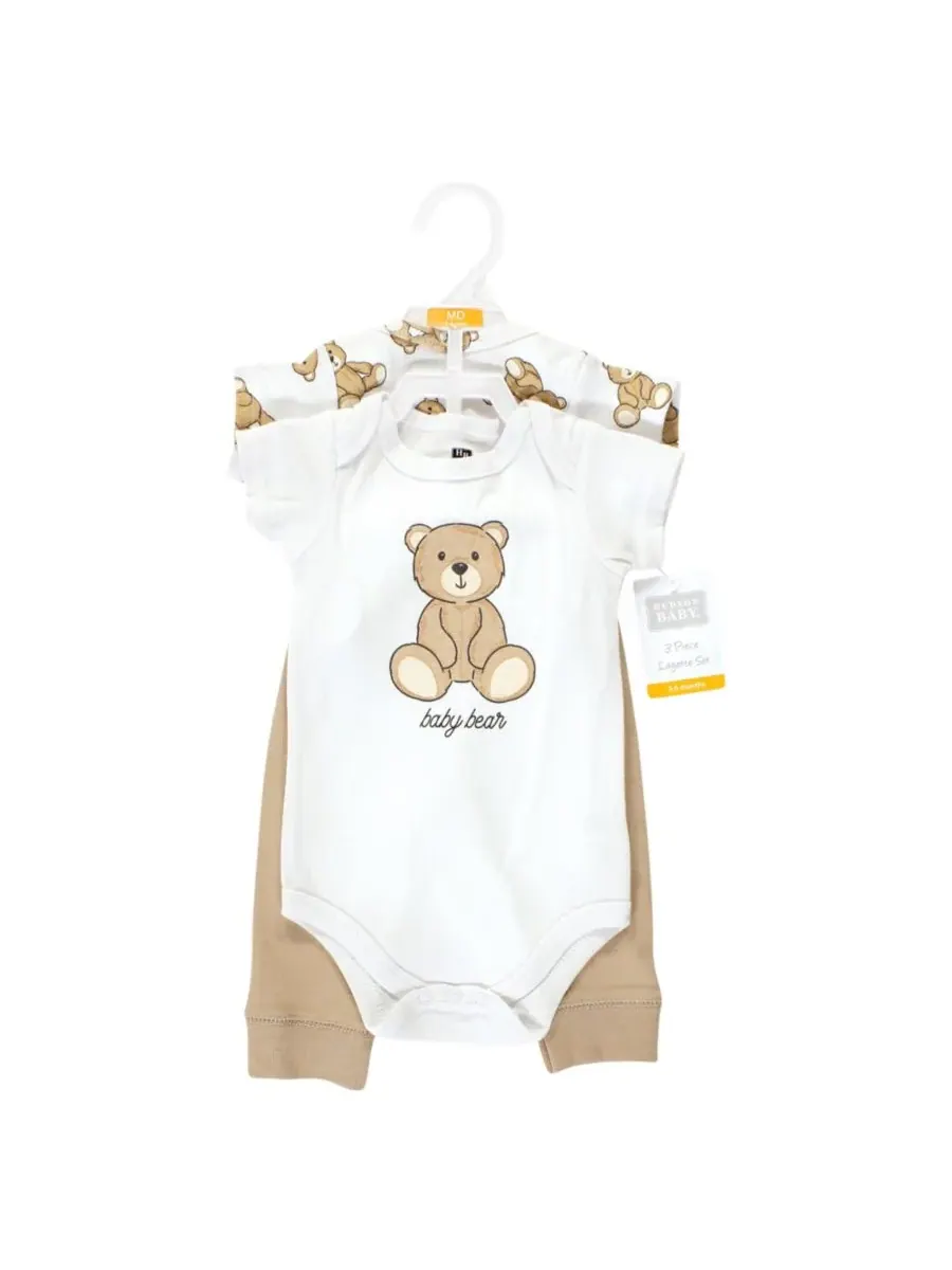 Комплект из двух боди и подходящих по цвету брюк Hudson Baby, Teddy Bears Short Sleeve — изображение 3 из 5