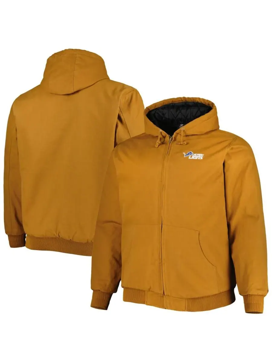 Dunbrooke Мужская коричневая толстовка на молнии Detroit Lions Dakota Canvas Hoodie Full Zip Jacket — бежевый