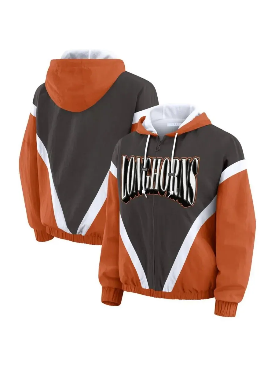 WEAR by Erin Andrews Женская ветровка на молнии оранжево-серого цвета с символикой команды Texas