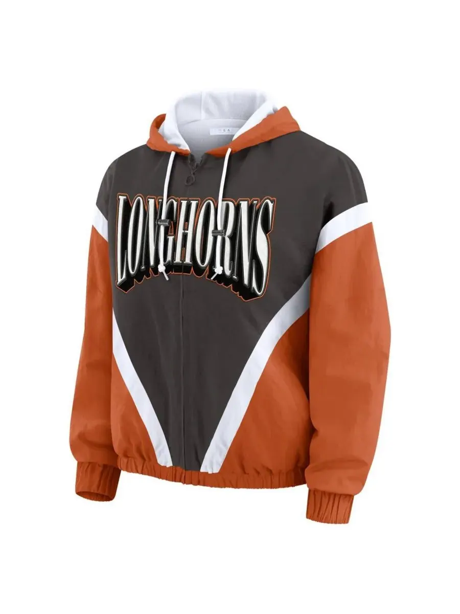 WEAR by Erin Andrews Женская ветровка на молнии оранжево-серого цвета с символикой команды Texas — изображение 3 из 3