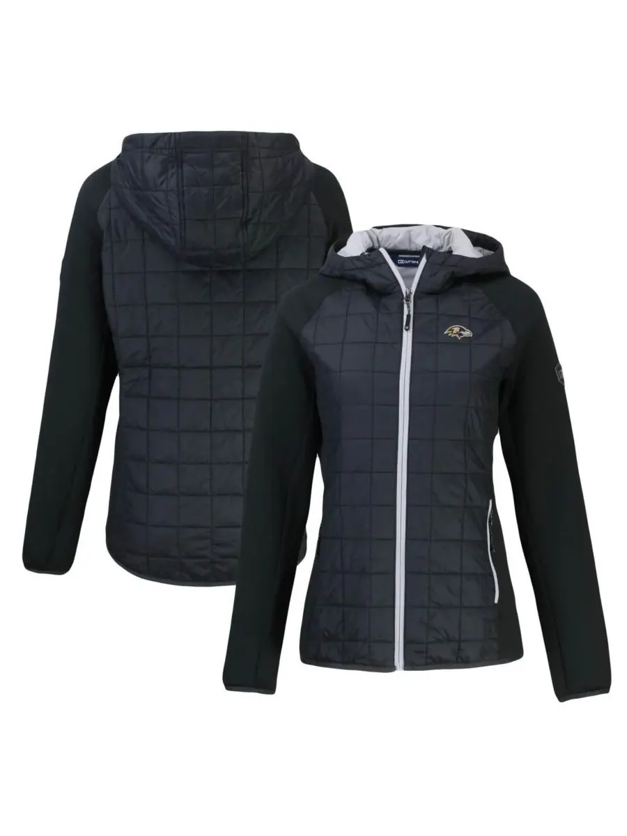 Cutter & Buck Женская черная гибридная куртка Baltimore Ravens Rainier PrimaLoft Eco на молнии