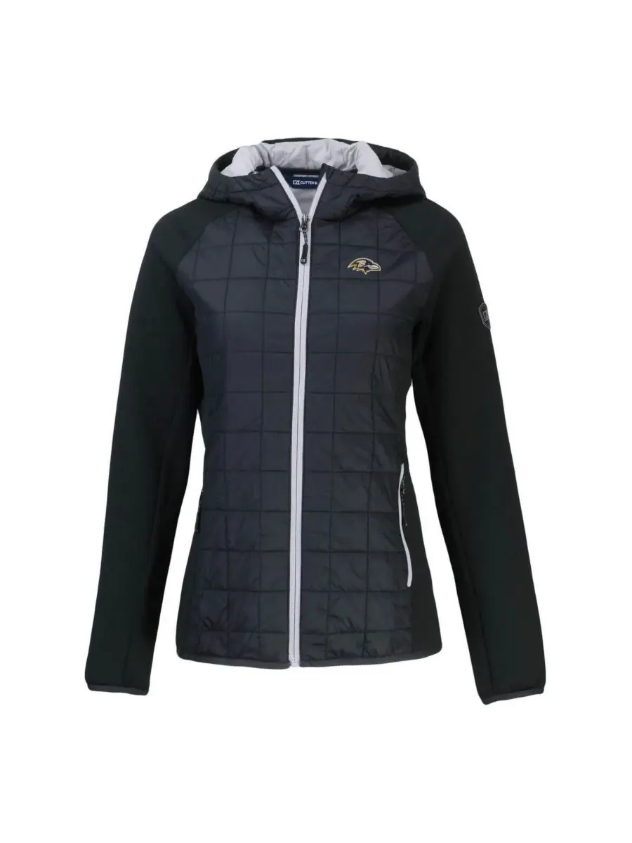 Cutter & Buck Женская черная гибридная куртка Baltimore Ravens Rainier PrimaLoft Eco на молнии — изображение 3 из 3, черный
