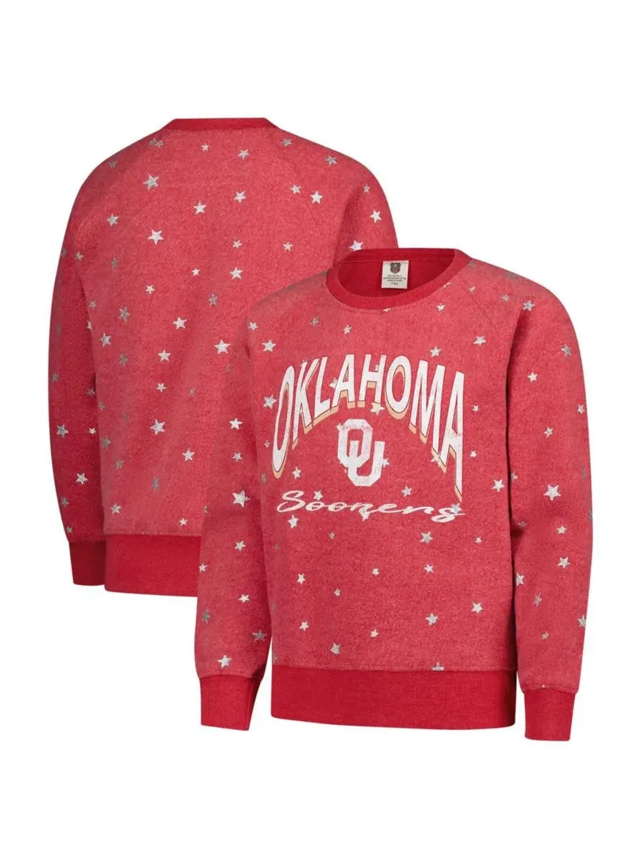 Wes & Willy Толстовка Big Girls Crimson Oklahoma Sooners Shimmer Star Reverse — красный