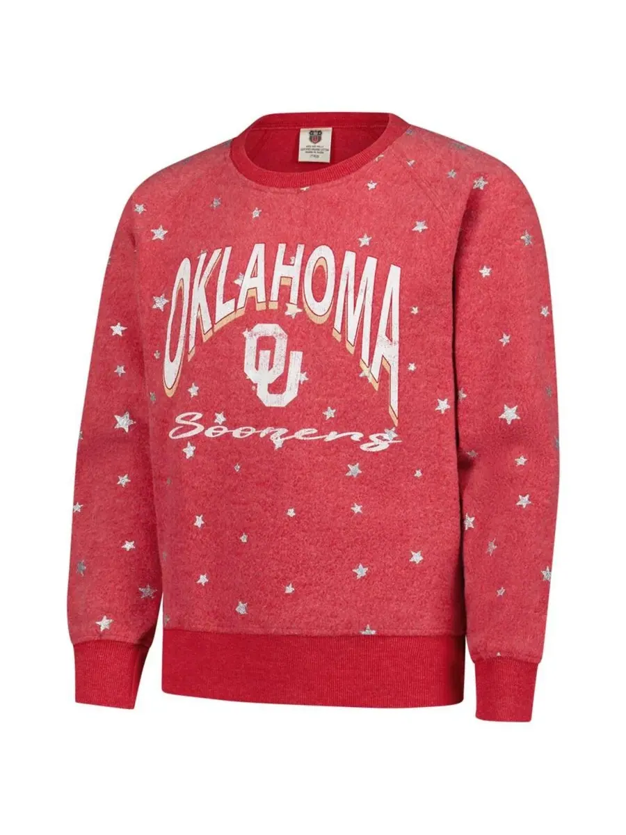Wes & Willy Толстовка Big Girls Crimson Oklahoma Sooners Shimmer Star Reverse — изображение 2 из 3, красный