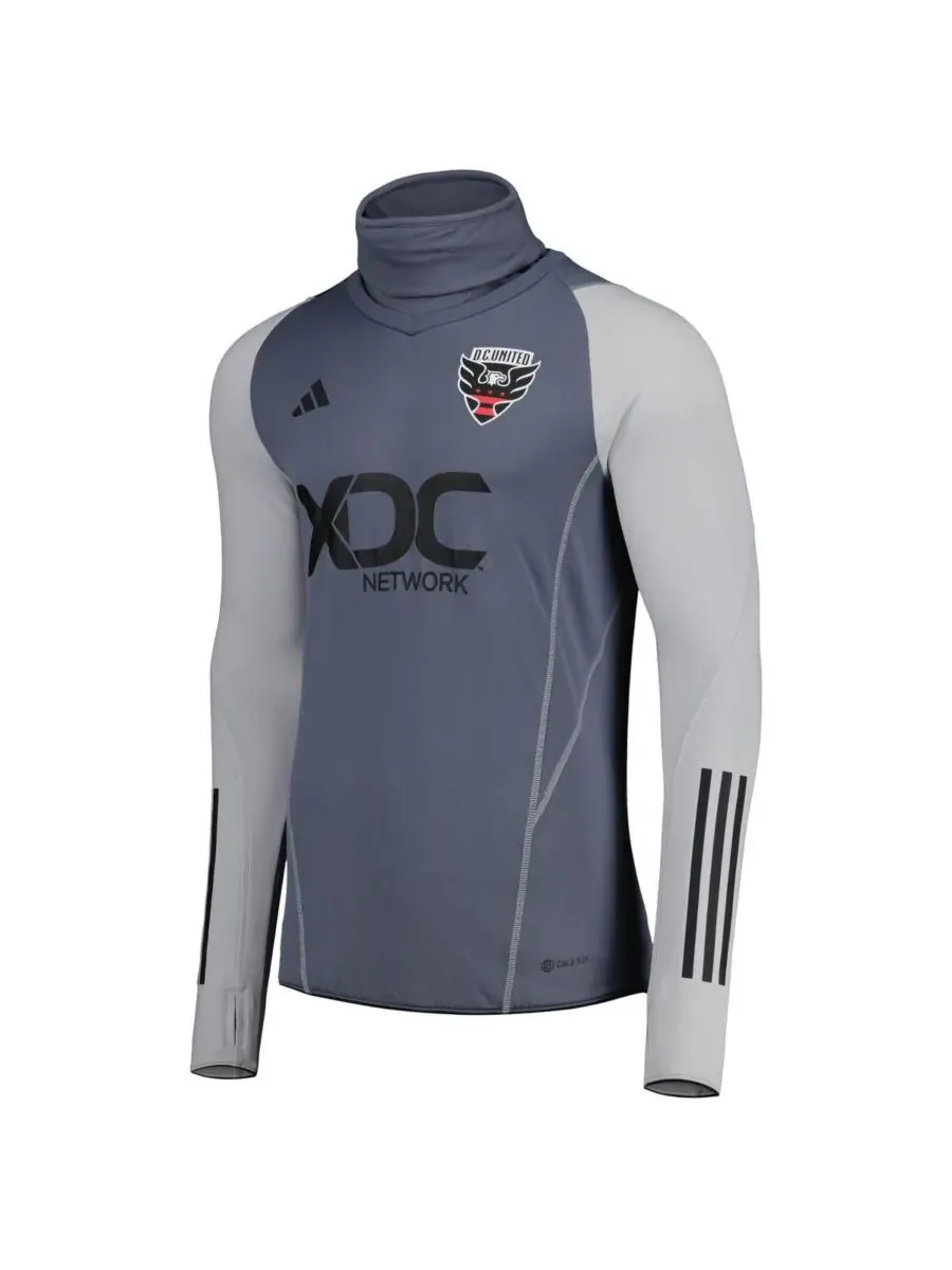 Adidas Мужская серая теплая футболка-реглан DC United COLD.RDY — изображение 3 из 3, серый