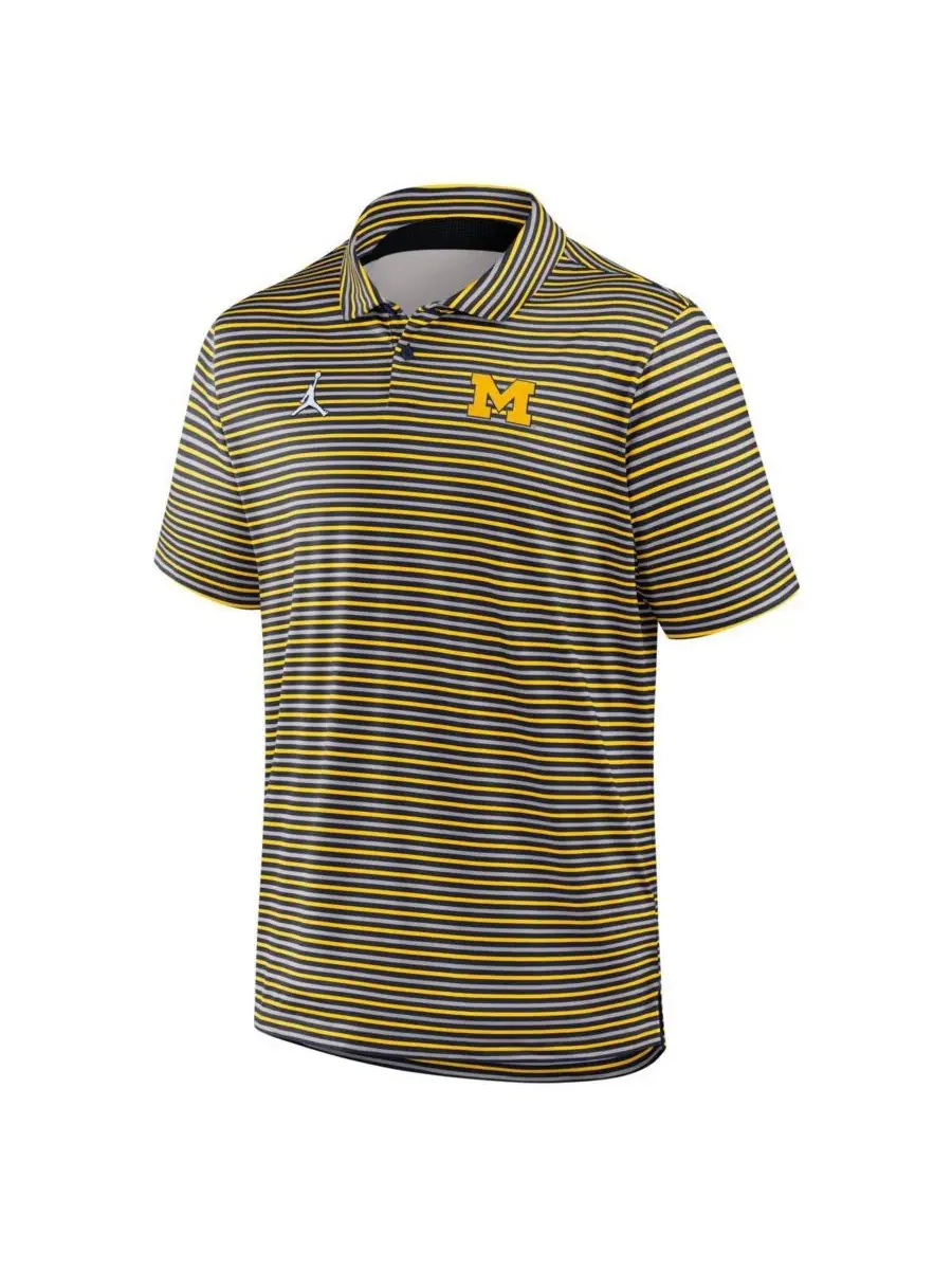 Мужская футболка-поло Maize Michigan Wolverines 2025 Coaches Premium Tour Stripe Dri-FIT Jordan