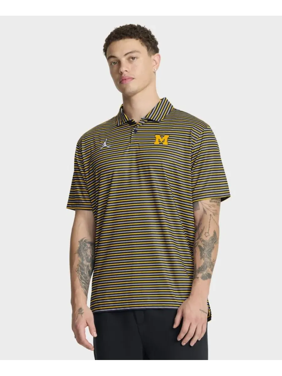 Мужская футболка-поло Maize Michigan Wolverines 2025 Coaches Premium Tour Stripe Dri-FIT Jordan — изображение 5 из 5