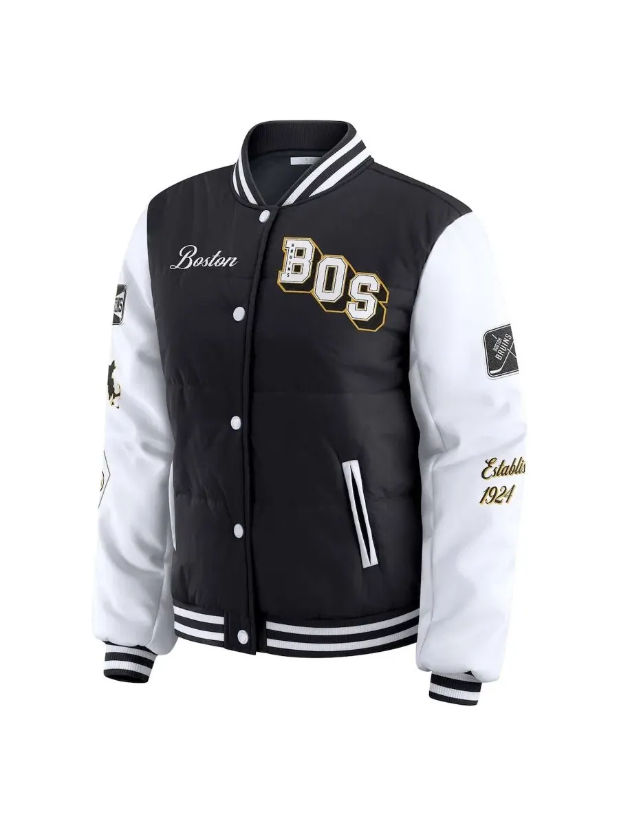 Женская куртка-пуховик Varsity Full-Snap Boston Bruins WEAR by Erin Andrews — изображение 2 из 5, черный