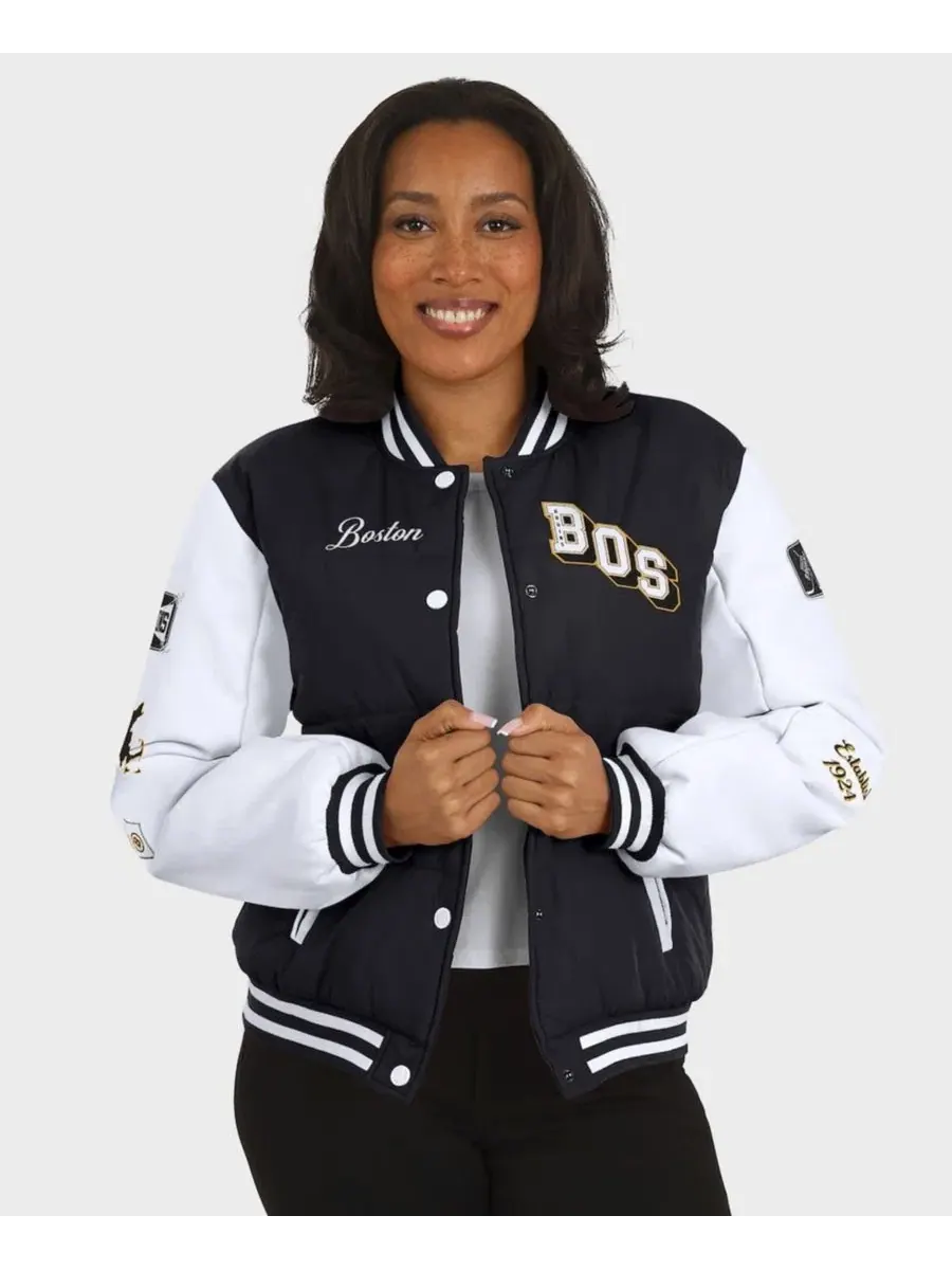 Женская куртка-пуховик Varsity Full-Snap Boston Bruins WEAR by Erin Andrews — изображение 4 из 5, черный