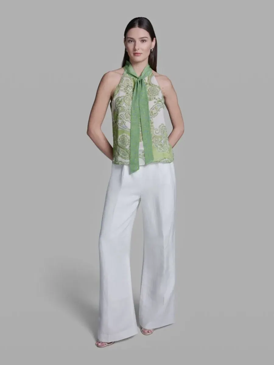 Блуза без рукавов с завязками на шее BCBG, Citrus Twist Almond Creme — изображение 2 из 6