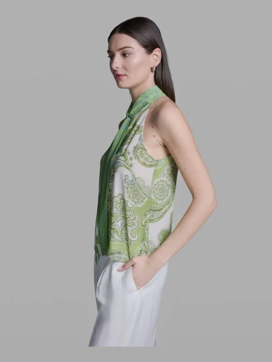 Блуза без рукавов с завязками на шее BCBG, Citrus Twist Almond Creme — изображение 3 из 6