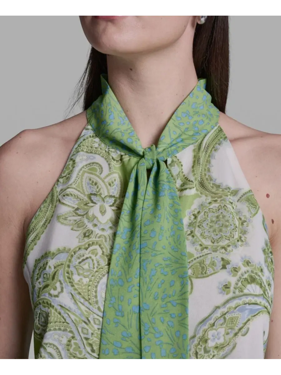 Блуза без рукавов с завязками на шее BCBG, Citrus Twist Almond Creme — изображение 6 из 6