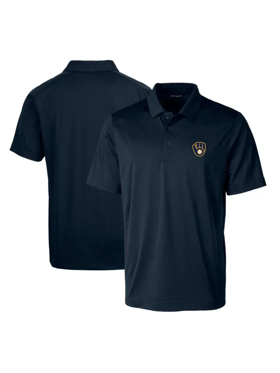 Поло с текстурой жакард Cutter & Buck Navy Milwaukee Brewers Prospect Textured Stretch Big Tall