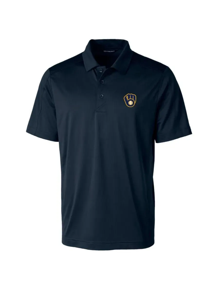 Поло с текстурой жакард Cutter & Buck Navy Milwaukee Brewers Prospect Textured Stretch Big Tall — изображение 3 из 3