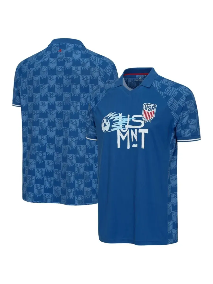 Мужское поло с V-образным вырезом USMNT Blue Antigua