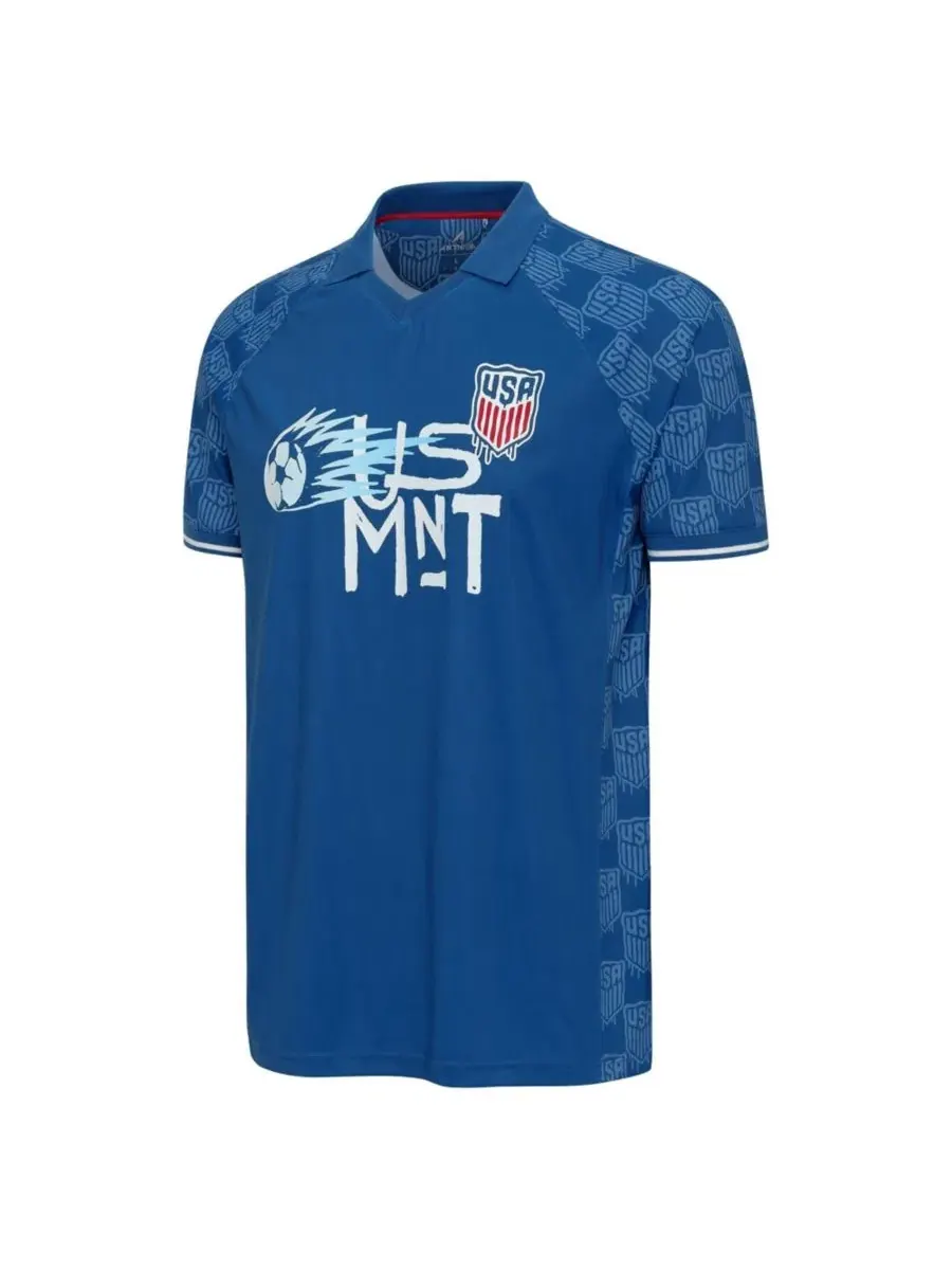 Мужское поло с V-образным вырезом USMNT Blue Antigua — изображение 2 из 3, синий