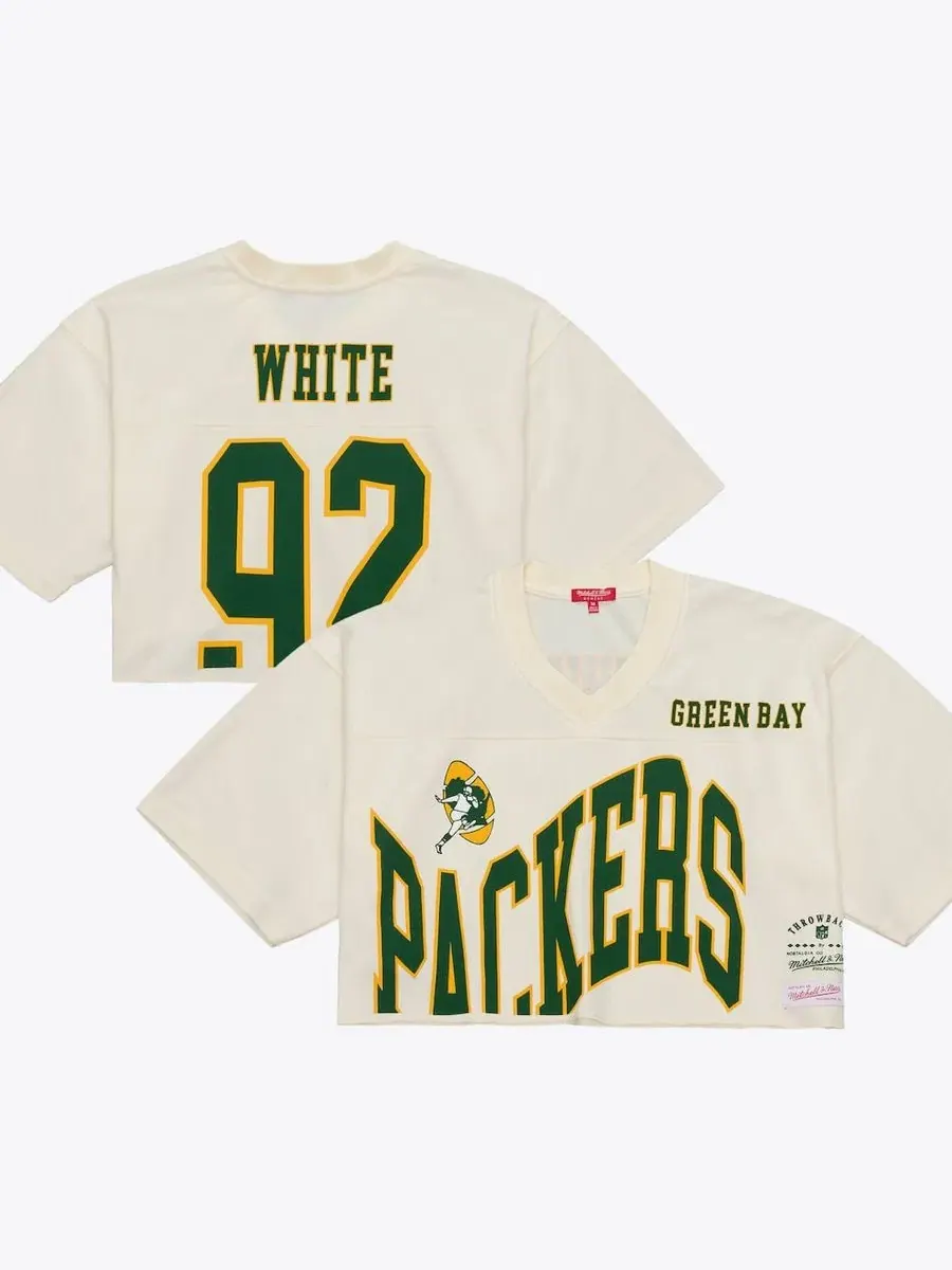 Женская укороченная футболка с принтом Reggie White Mitchell & Ness