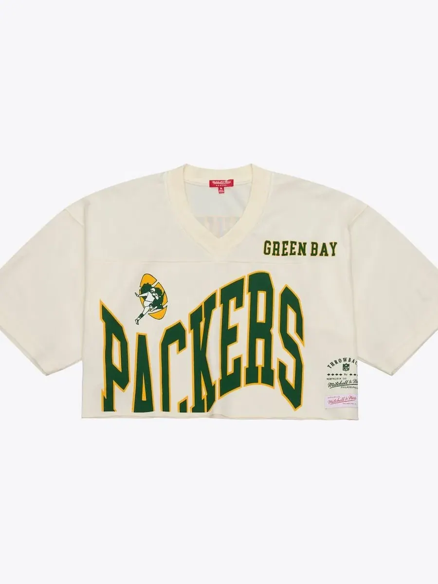 Женская укороченная футболка с принтом Reggie White Mitchell & Ness — изображение 5 из 5, бежевый