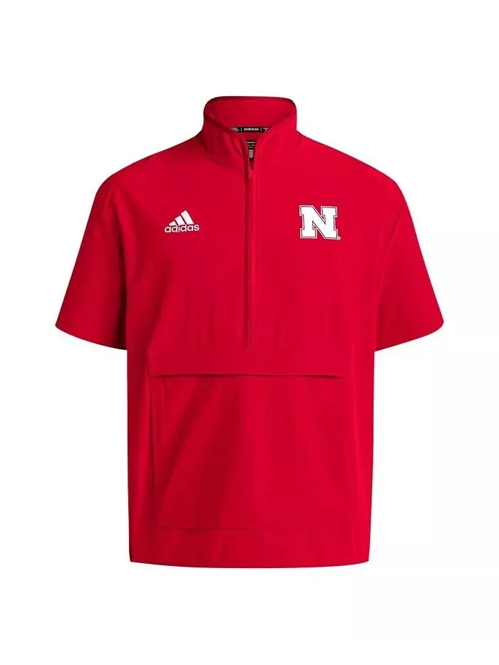 Мужская куртка Scarlet Nebraska Huskers Coaches Sideline Half-Zip с коротким рукавом adidas — изображение 2 из 3