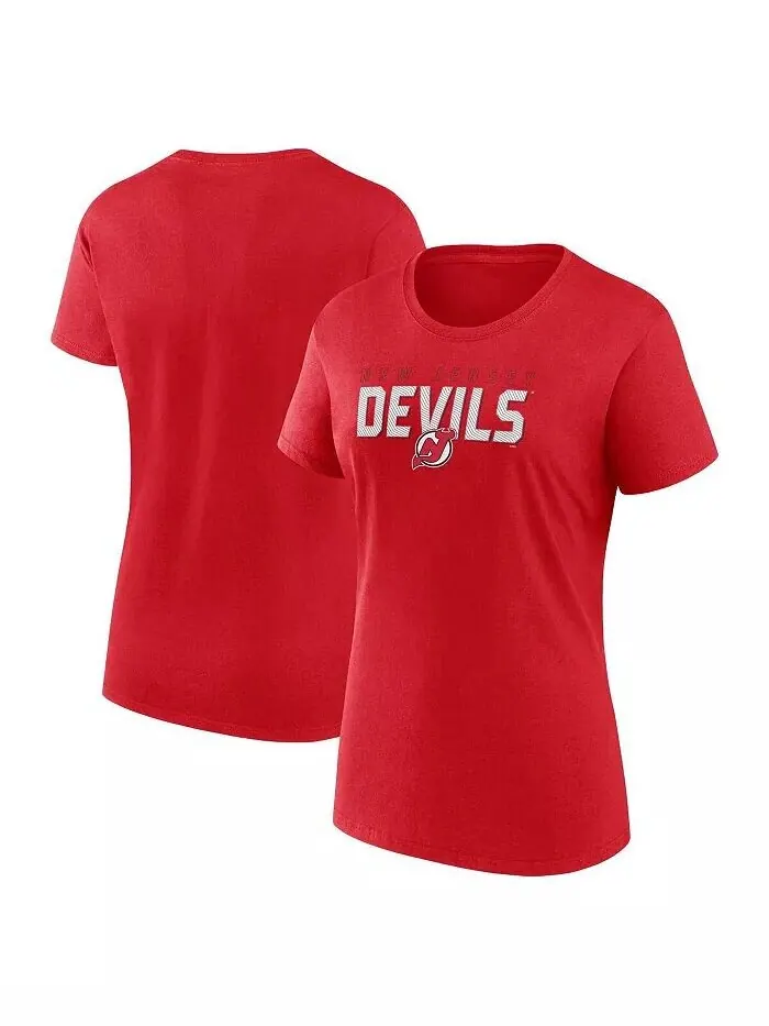 Женская красная футболка New Jersey Devils Launch с круглым вырезом Logo Athletic