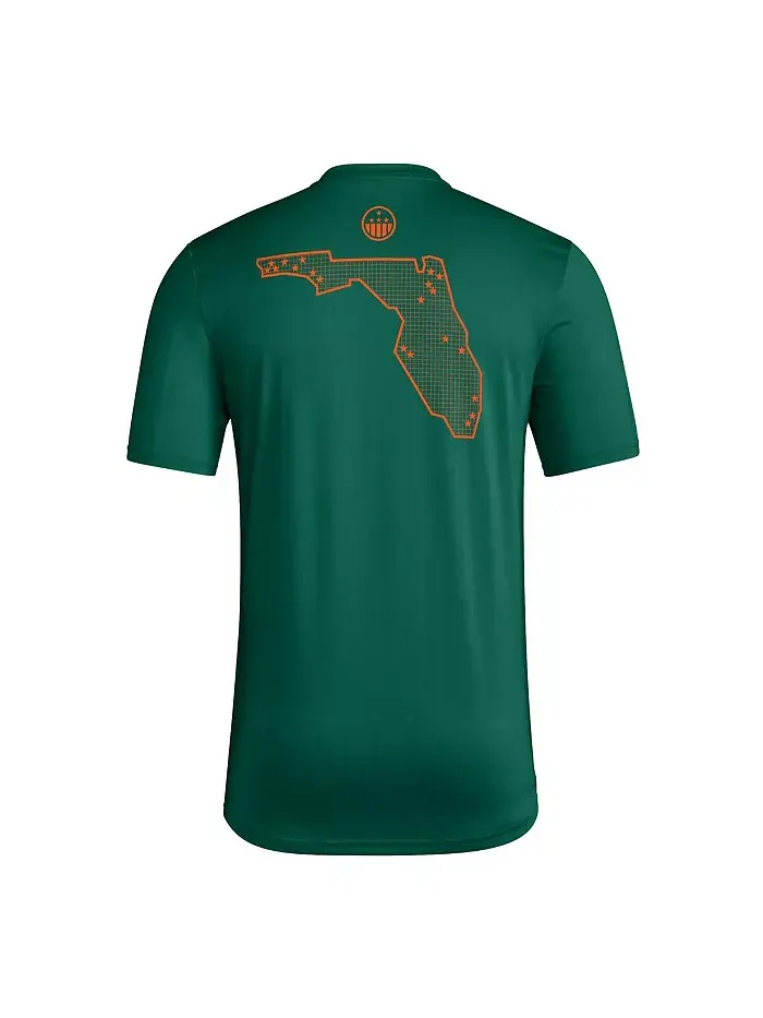 Мужская зеленая футболка Miami Hurricanes Honor Support Pre-Game adidas — изображение 3 из 3