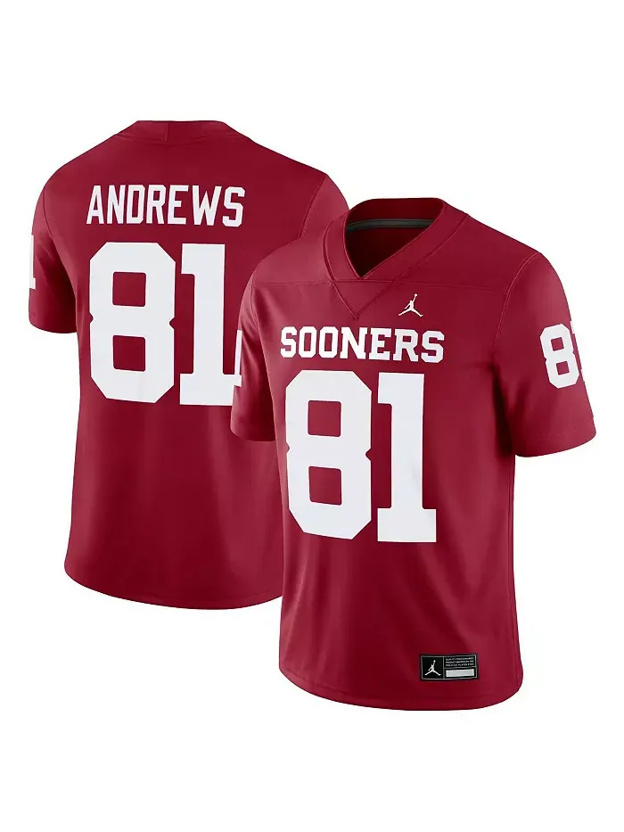 Мужская игровая футболка игрока Mark Andrews в цвете Crimson Oklahoma Sooners Alumni Jordan