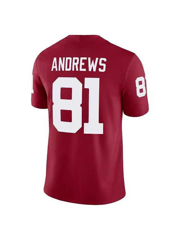 Мужская игровая футболка игрока Mark Andrews в цвете Crimson Oklahoma Sooners Alumni Jordan — изображение 2 из 3