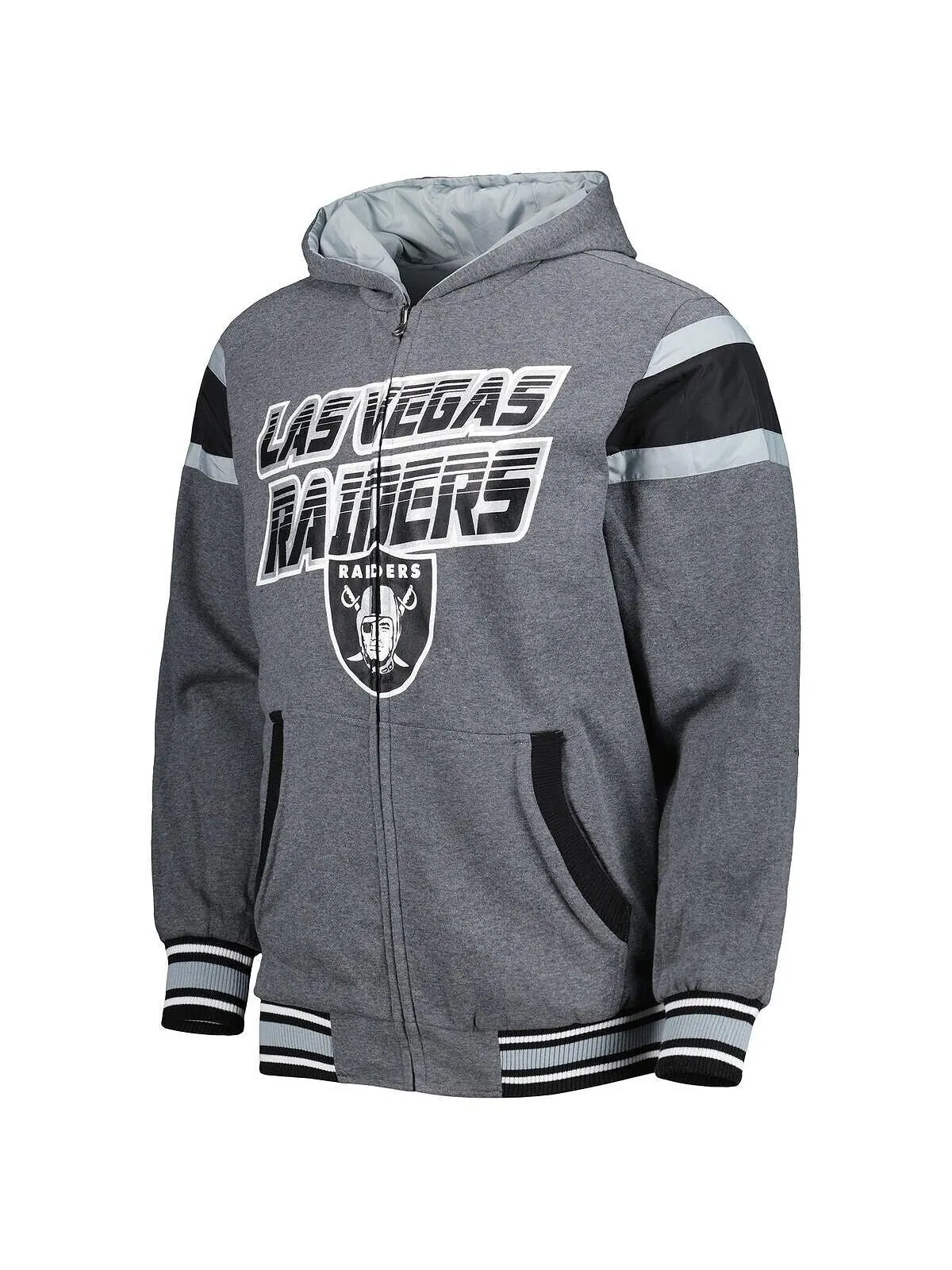 Мужская двусторонняя куртка с капюшоном и молнией во всю спину Las Vegas Raiders Extreme черного — изображение 6 из 9